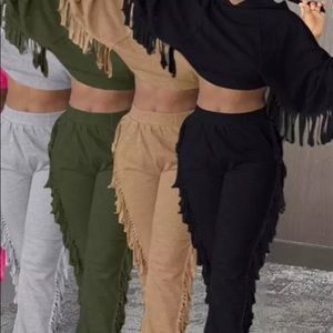 Two Piece Fringe Jogger Set- NWOT